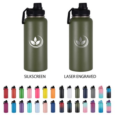 32 oz Stainless Steel Insulated Water Bottle – Twist Top Lid Travel Tumbler Drinkware
