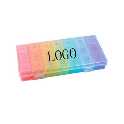 21 Case Rainbow Color Weekly 7 Day Med Minder/Pill Container