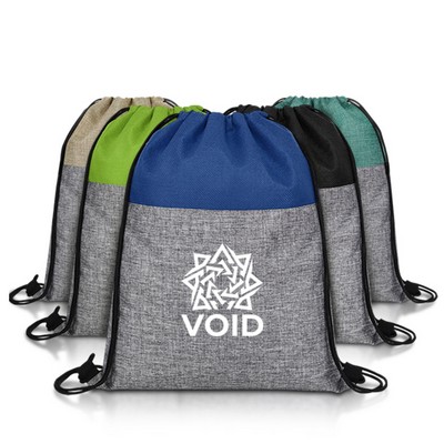 Two-Tone Heathered Jute Drawstring Backpack